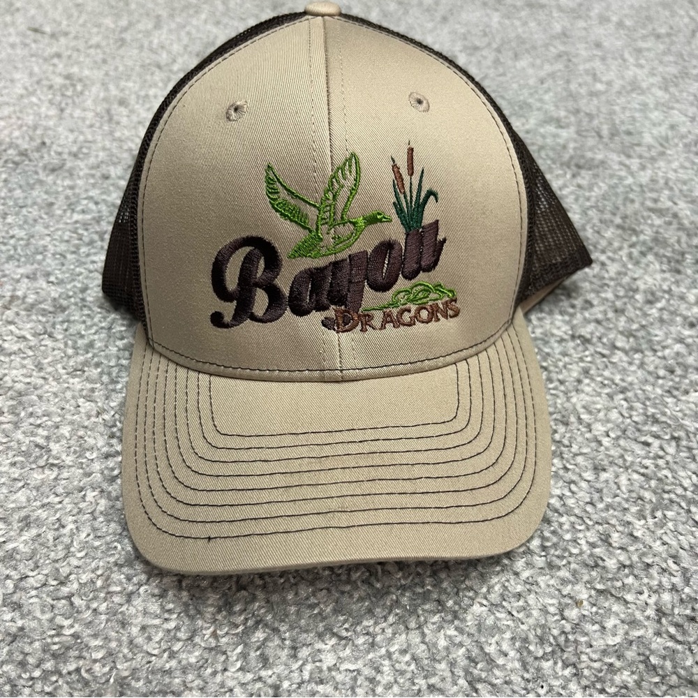 Bayou Dragons Hat Tan Brown Adjustable Richardson Snapback Trucker Cap One Size